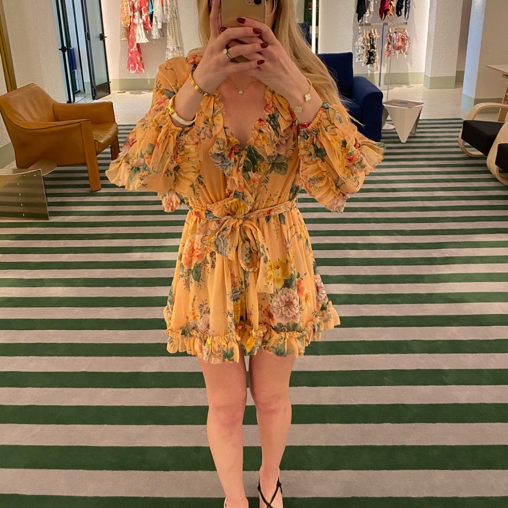 Size 0, floral orange, romper